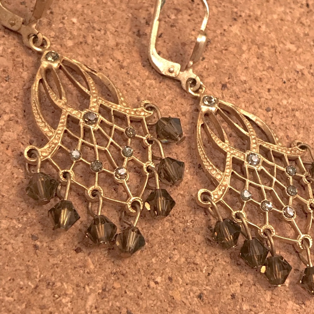 Chandelier earrings with crystal beads